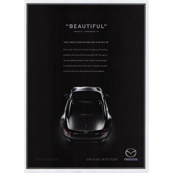 MAZDA MX-5 MIATA RF car Print Ad Pinup Poster wall art framing man cave 2017 - Picture 1 of 1